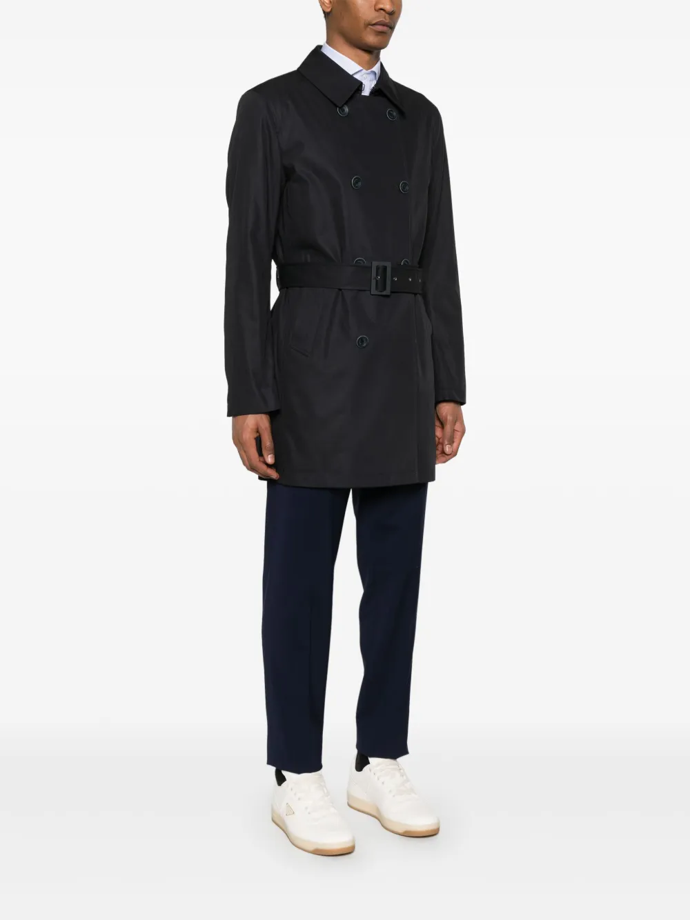 Herno Trenchcoat met verborgen sluiting Blauw