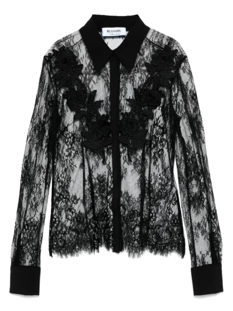 Blugirl camisa de encaje con rosas bordadas