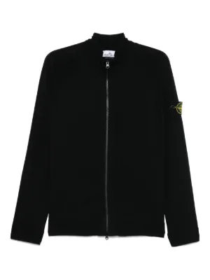 ストーンアイランド ジップアップニット カーディガン ブラック S STONE ISLAND - 【ラスト1点】 Zip Knit Cardigan Lambs Wool