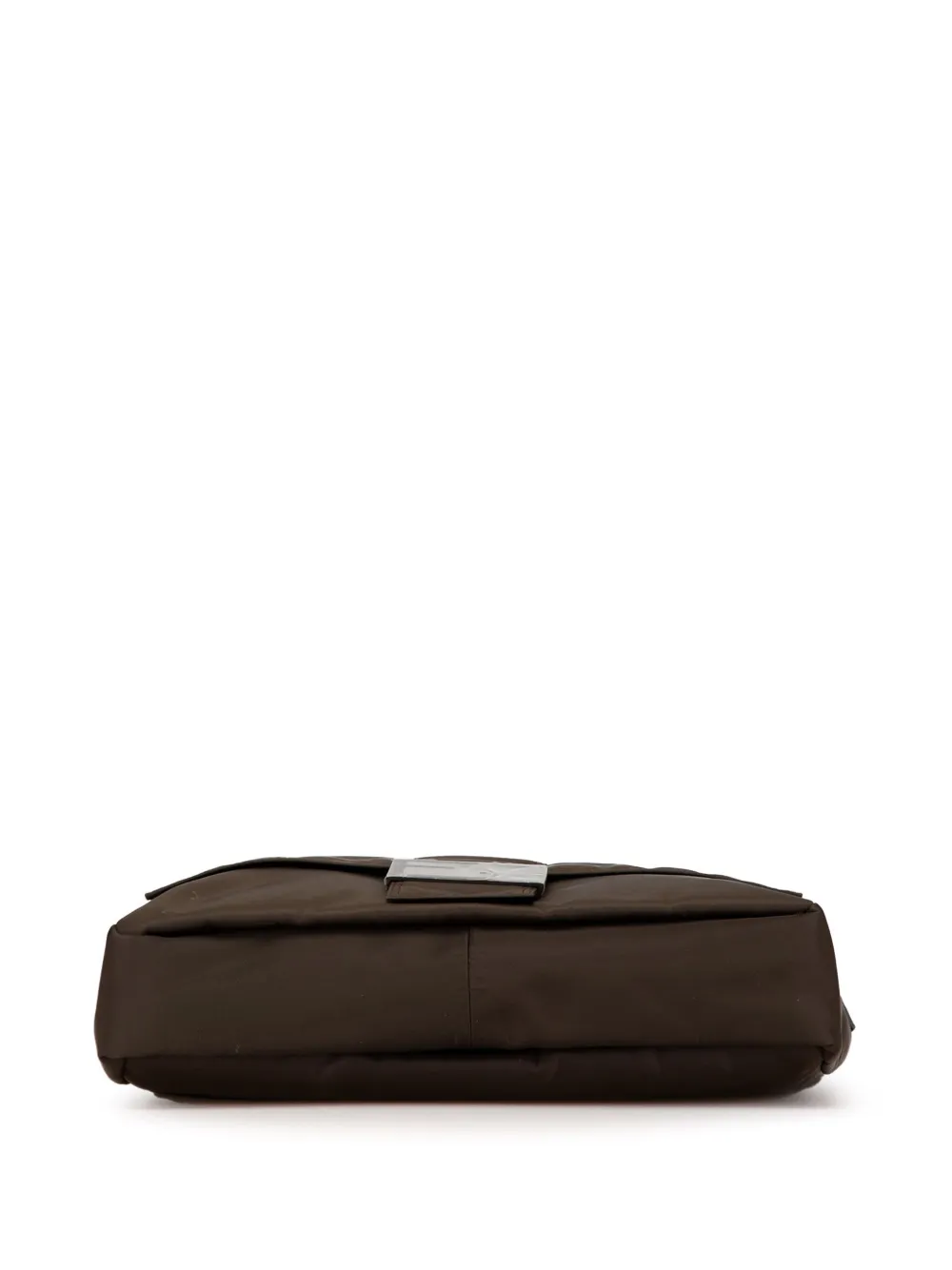 Pre-owned Fendi 2000-2024 Large Econyl Nylon Baguette Satchel In Brown