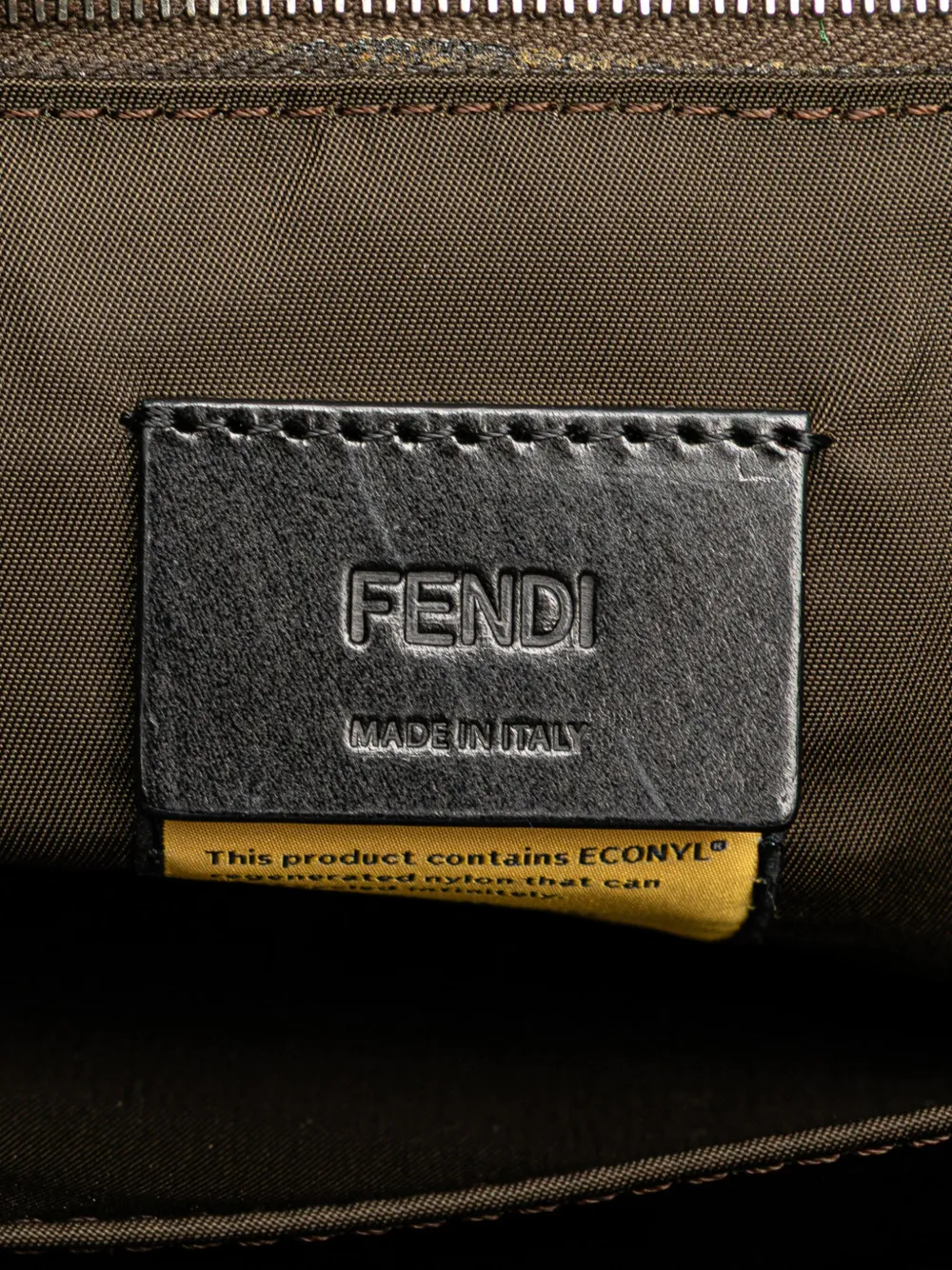 Pre-owned Fendi 2000-2024 Large Econyl Nylon Baguette Satchel In Brown