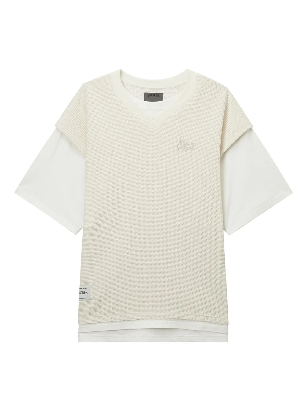 Musium Div. layered v-neck T-shirt | Neutrals | Image 1
