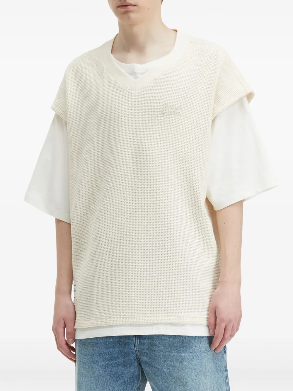 Musium Div. Gelaagd T-shirt met V-hals Beige