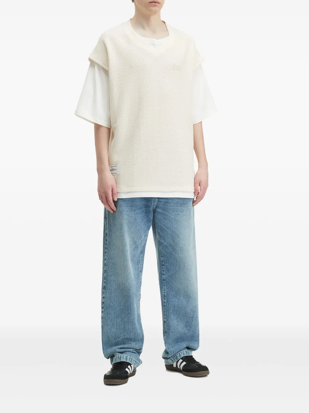 Musium Div. Gelaagd T-shirt met V-hals - Beige