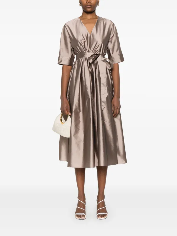 【‘S Max Mara】国内未掲載商品 Viola サテン ミディドレス S Max Mara Viola Midi Dress | Brown | FARFETCH UK