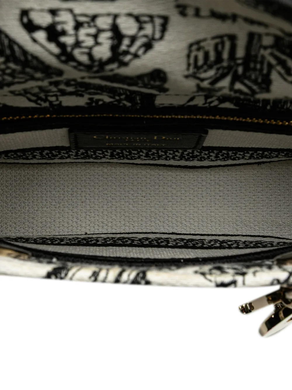 Pre-owned Dior 2023 Mini Embroidered Canvas Plan De Paris Lady D Lite Satchel In White