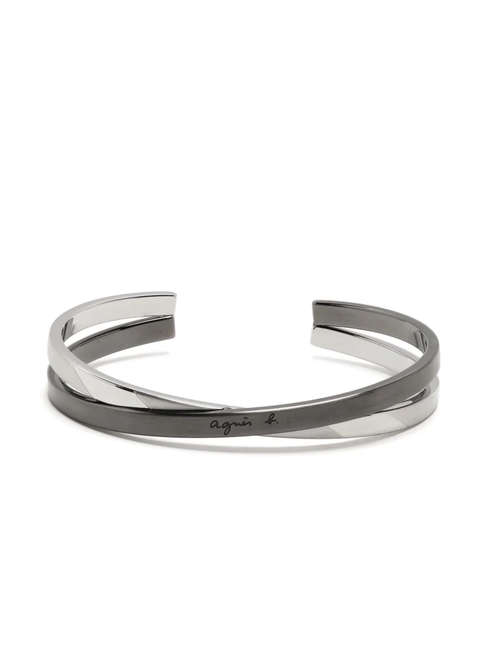 Agnès B. Logo-engraved Layered Bracelet In Silver