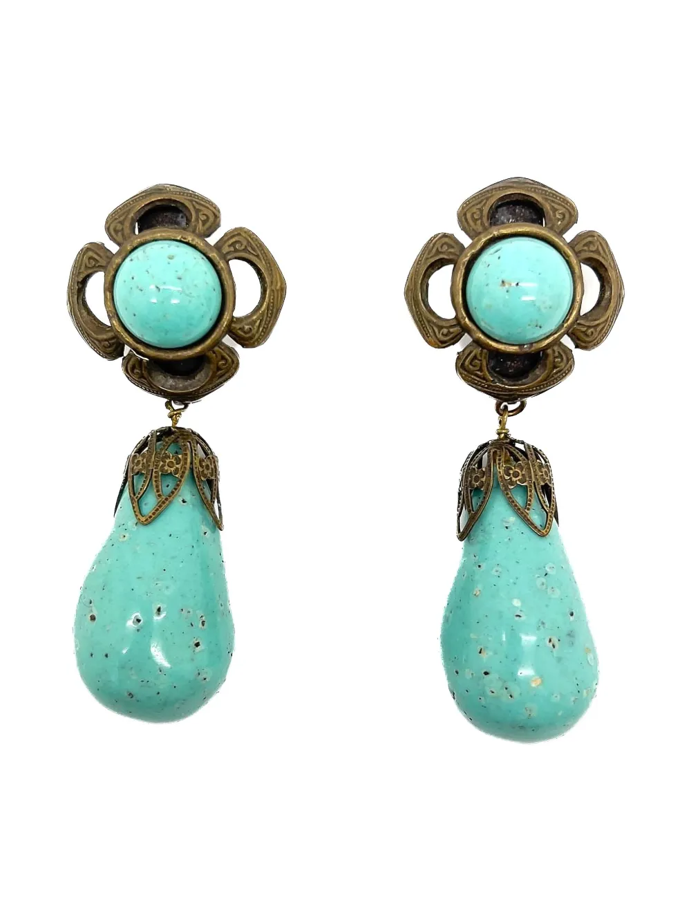 Jennifer Gibson Jewellery Orecchini French Duck Egg anni '60 - Blu