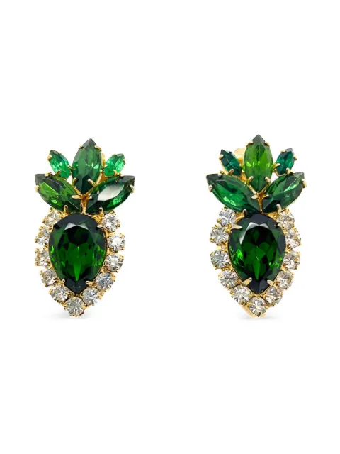 Jennifer Gibson Jewellery 1950s crystal-embellished emerald earrings