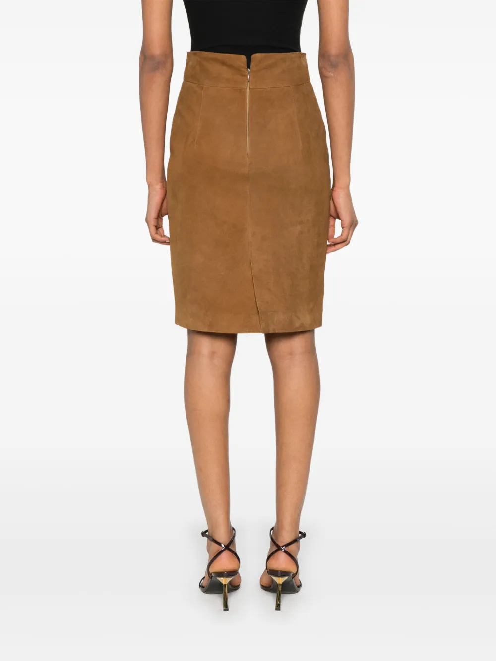 Tagliatore Suede Midi Skirt Skirts Brown In Brown