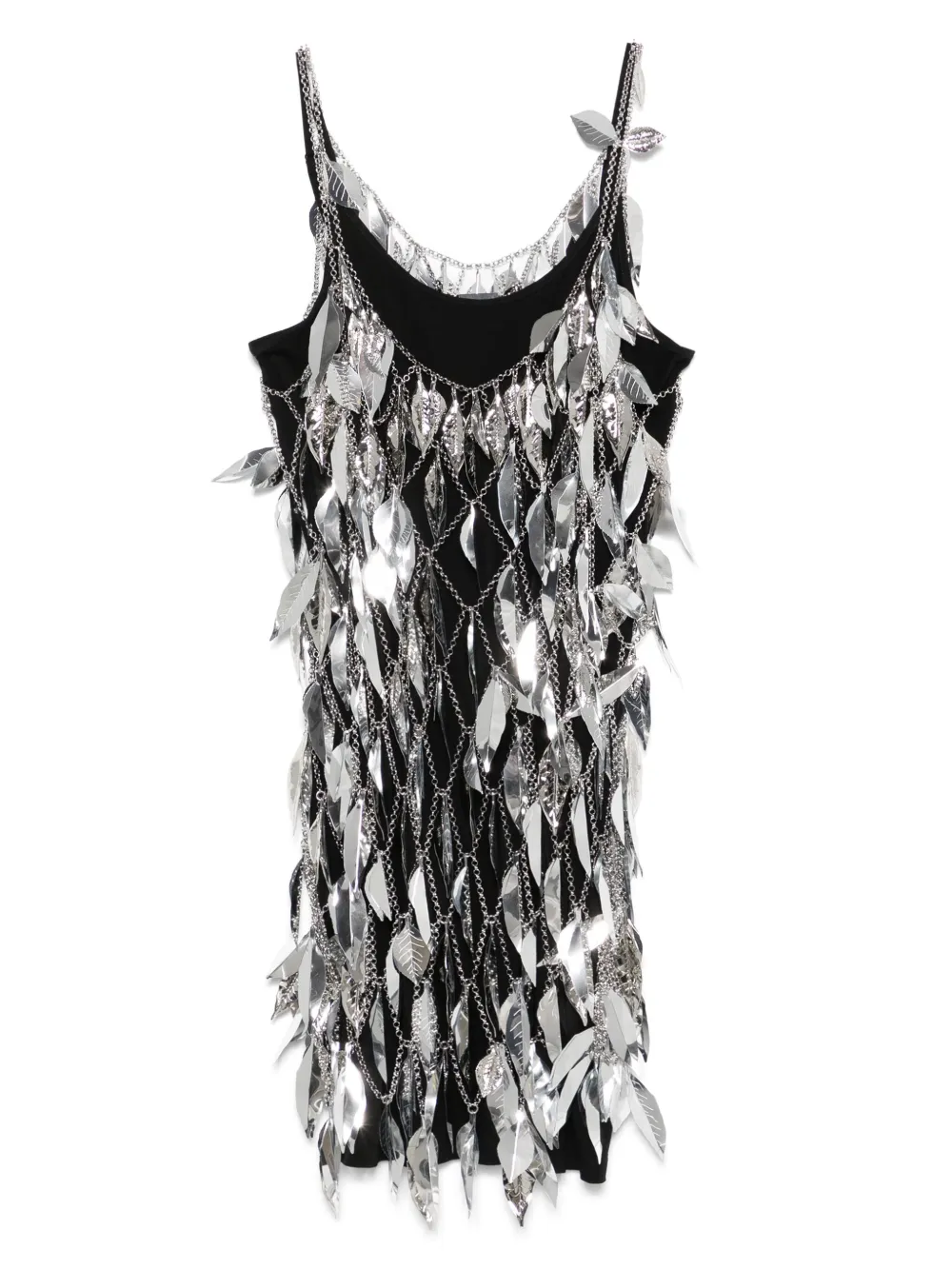 metallic-leaf mini dress