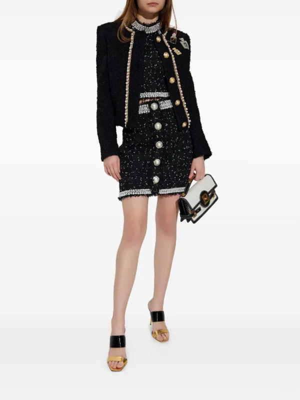 Balmain patch-detail Tweed Jacket | Black | FARFETCH