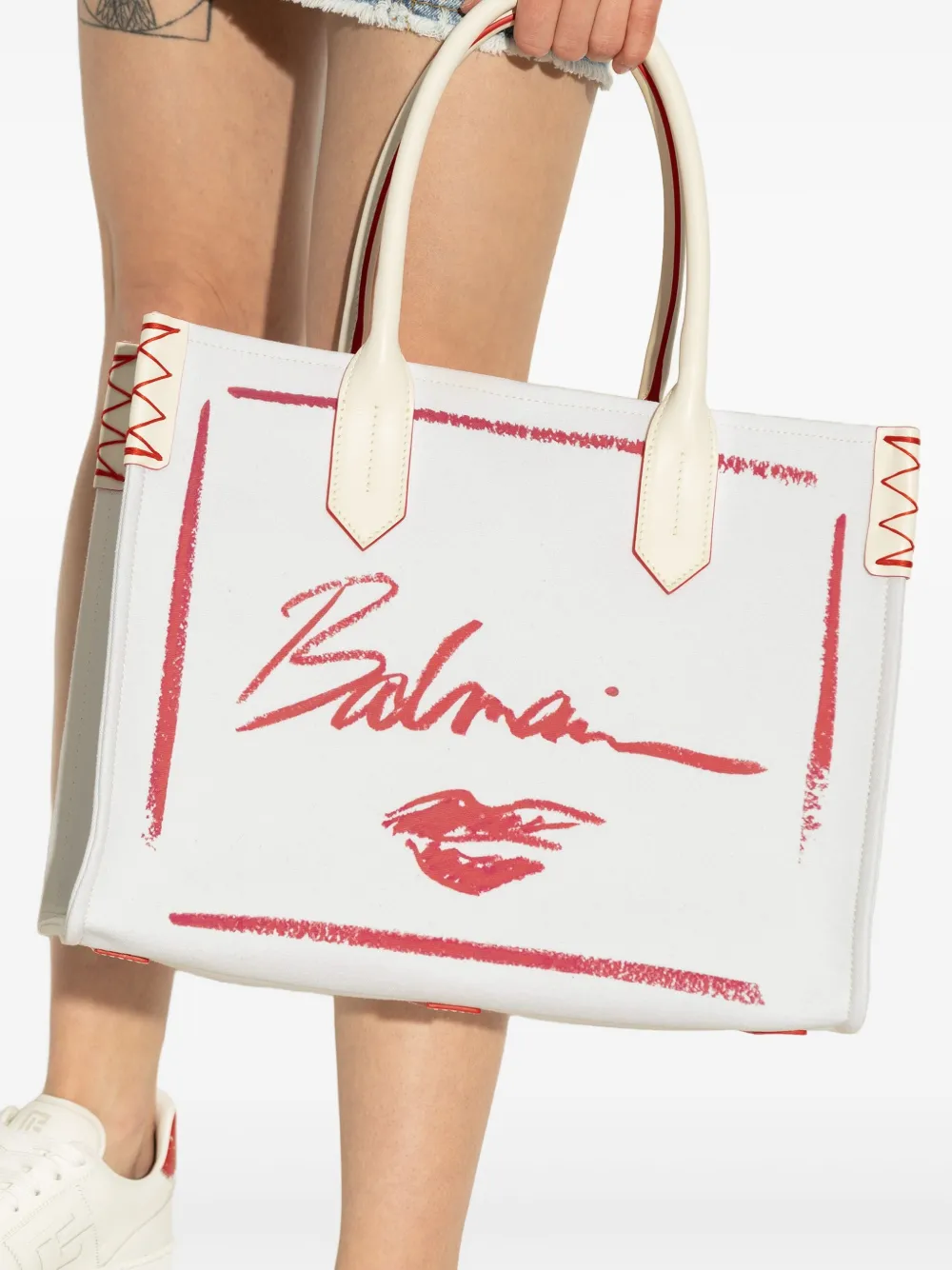 Balmain Shopper met logoprint - Wit