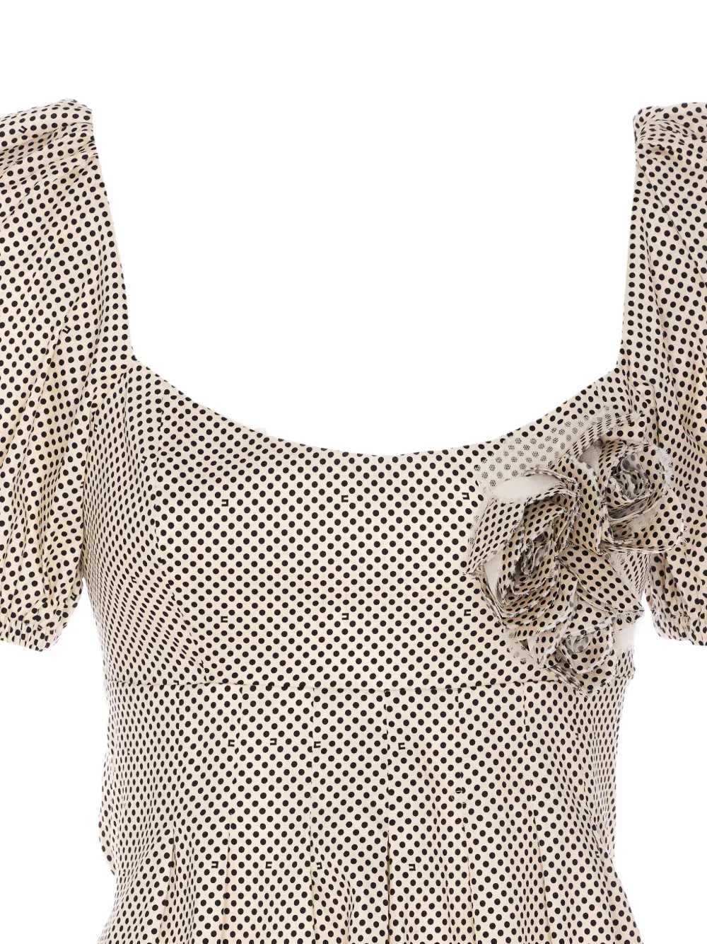 Elisabetta Franchi Jurk met pofmouwen en stippen Beige
