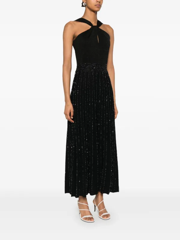 Abito Lungo Con Paillettes Nero FARFETCH IT
