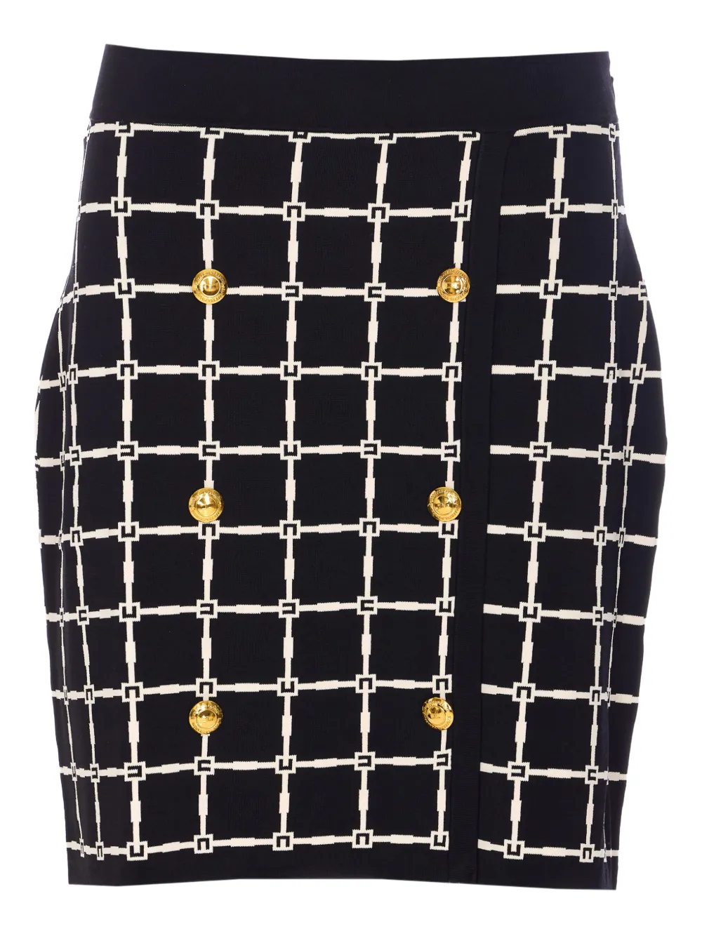 Elisabetta Franchi grid-patterned buttoned mini skirt | Black | Image 1