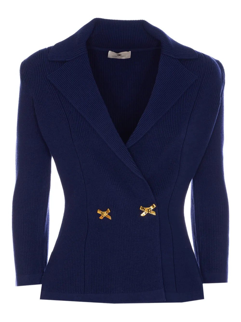 Elisabetta Franchi ribbed double-breasted blazer Blauw