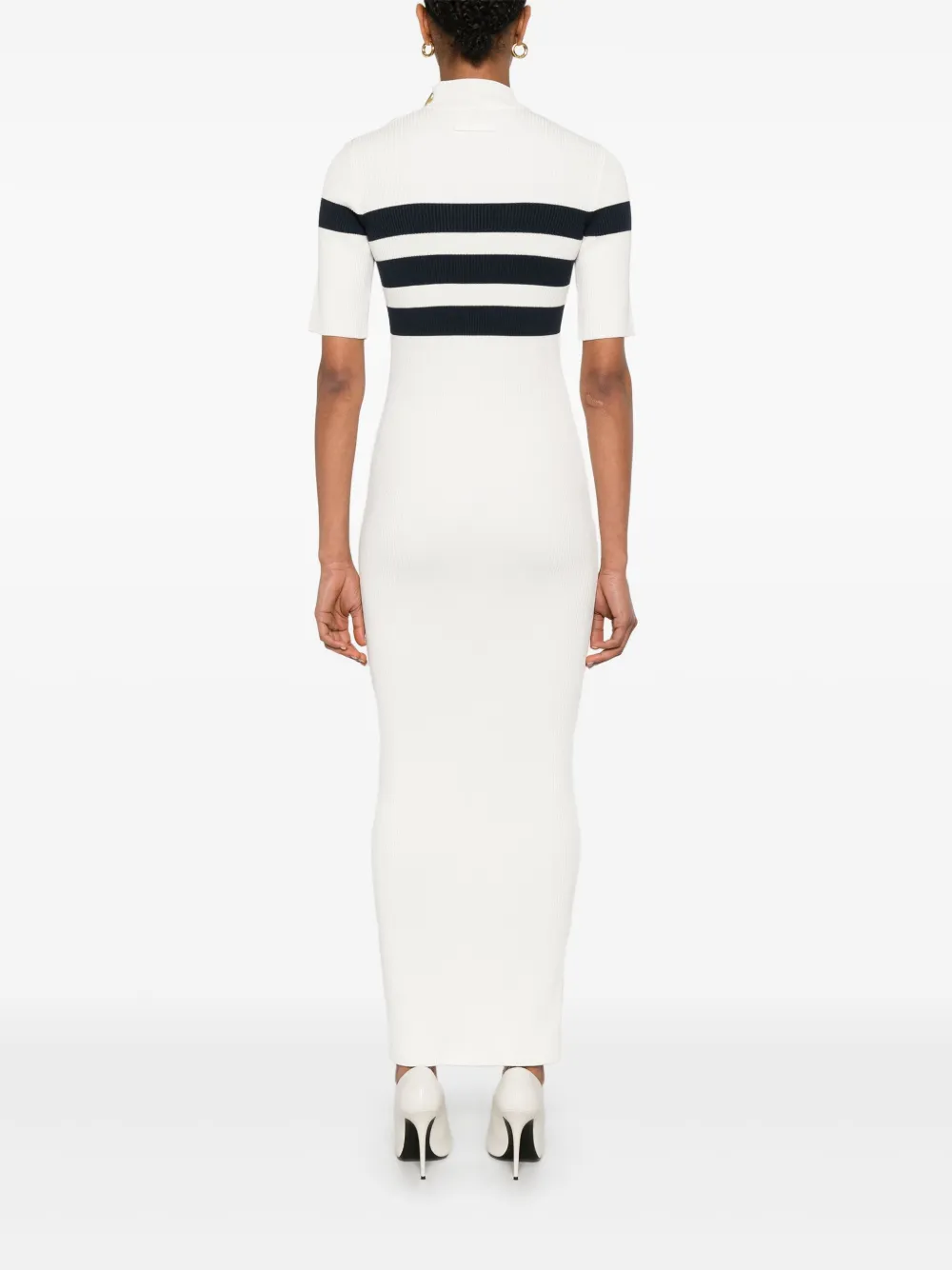 Jean Paul Gaultier Geribbelde maxi-jurk Wit