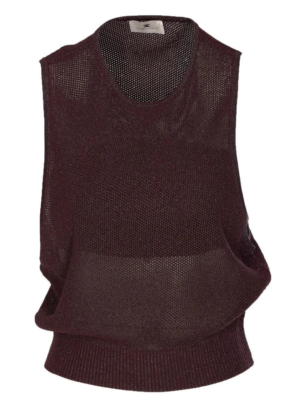 Elisabetta Franchi mesh sleeveless top draped hem Bruin