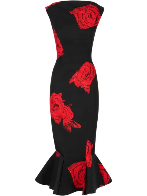 Marni vestido estilo sirena con rosas estampadas