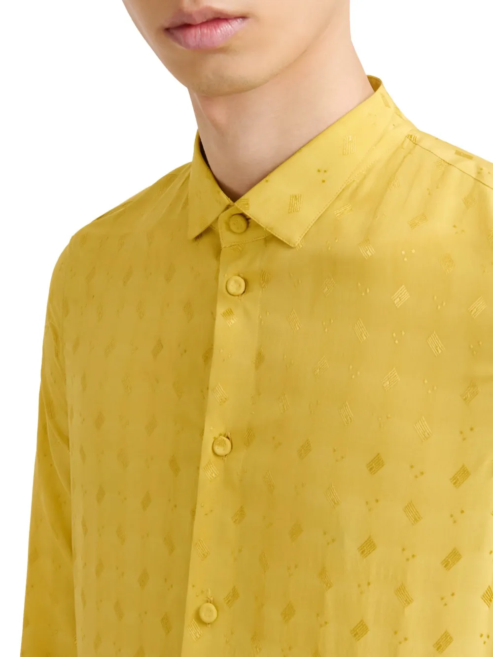 Shop Marni Jacquard Long-sleeve Shirt In Yellow