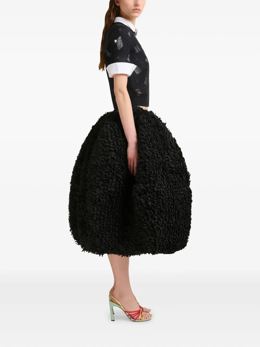 Marni Top met korte mouwen en textuur Zwart