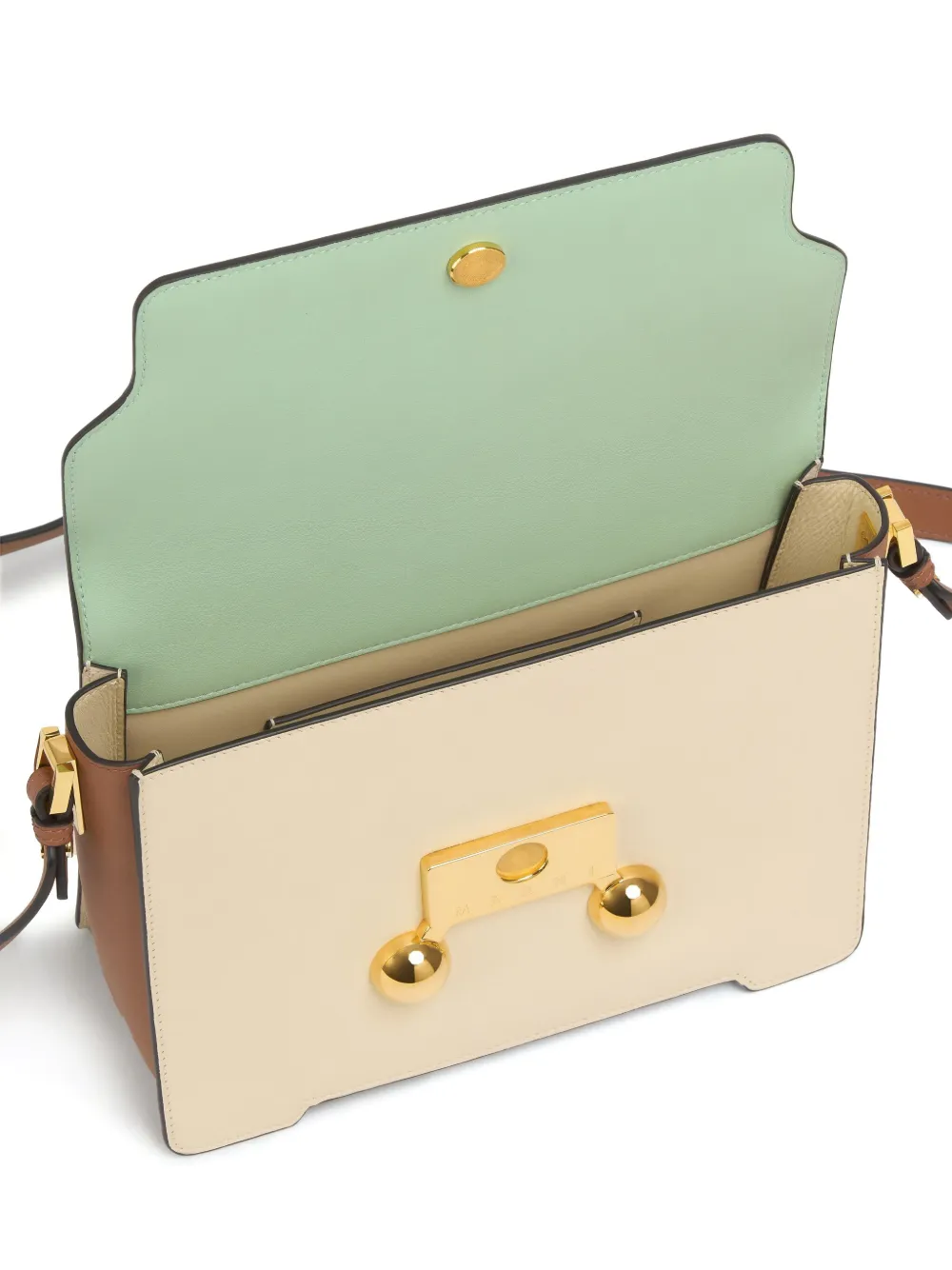 Marni Trunkaro medium leren schoudertas Beige