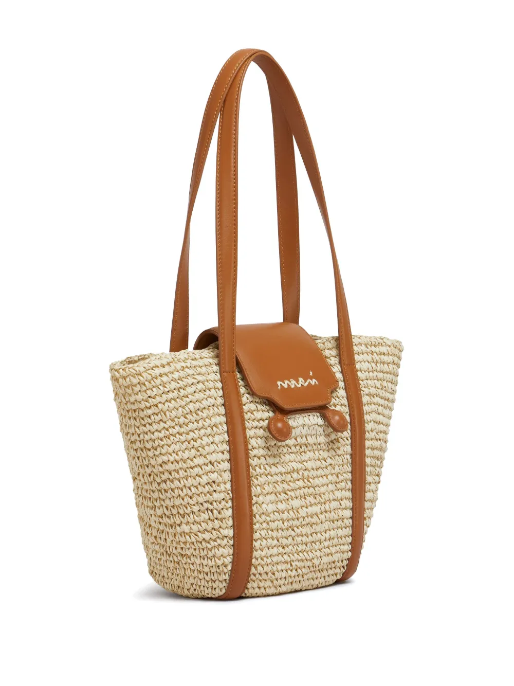 Marni Medium Natural Raffia-effect Trunkaroo Beach Bag In Nude