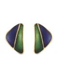 Susan Caplan Vintage 1980s enamel earrings - Blue
