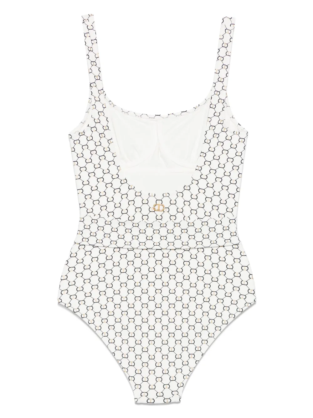 Shop Twinset All-over Logo-print Swimsuit In White