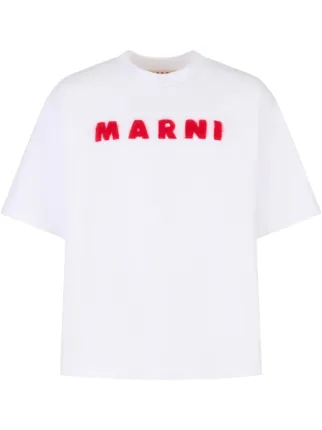 【関税＆送料込み】Marni Cotton T-Shirt 関税＆送料込み】Marni Cotton T-Shirt With Logo Print White