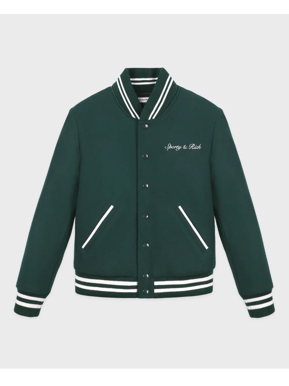 Sporty And Rich Syracuse Varsity-style Bomber Jacket In Green