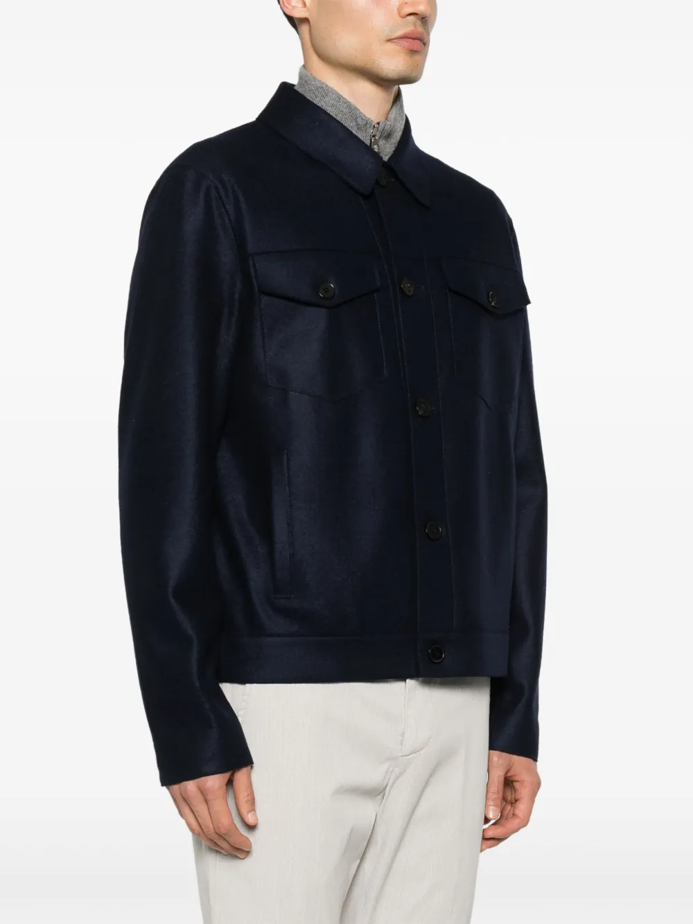 Harris Wharf London Wollen jack Blauw