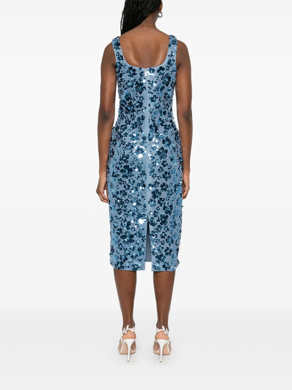 Michael Kors Midi-jurk verfraaid met bloemen Blauw