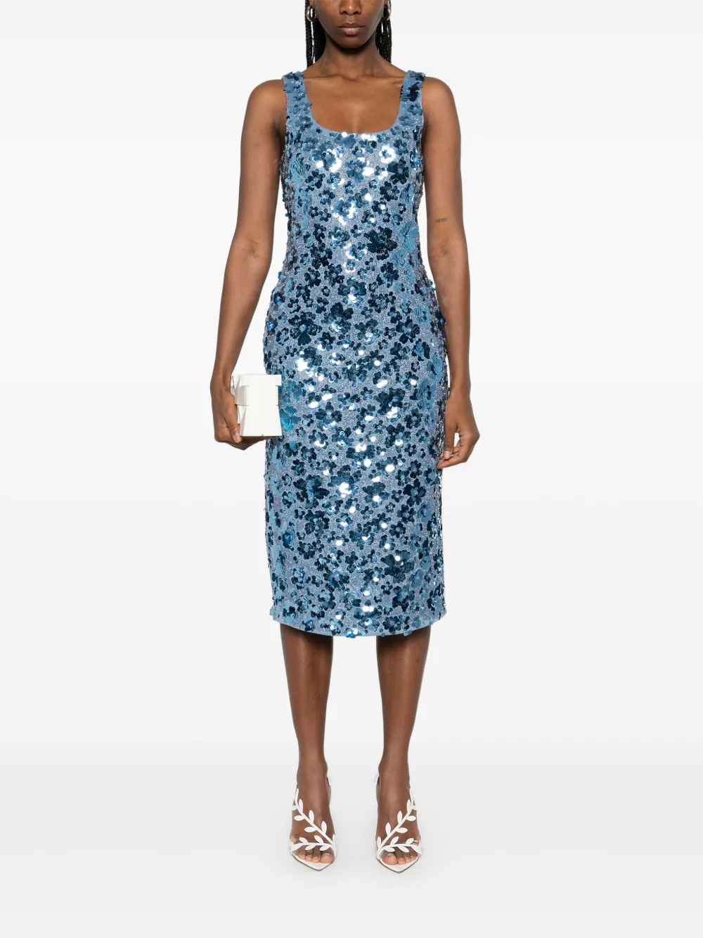 Michael Michael Kors Midi-jurk verfraaid met bloemen - Blauw