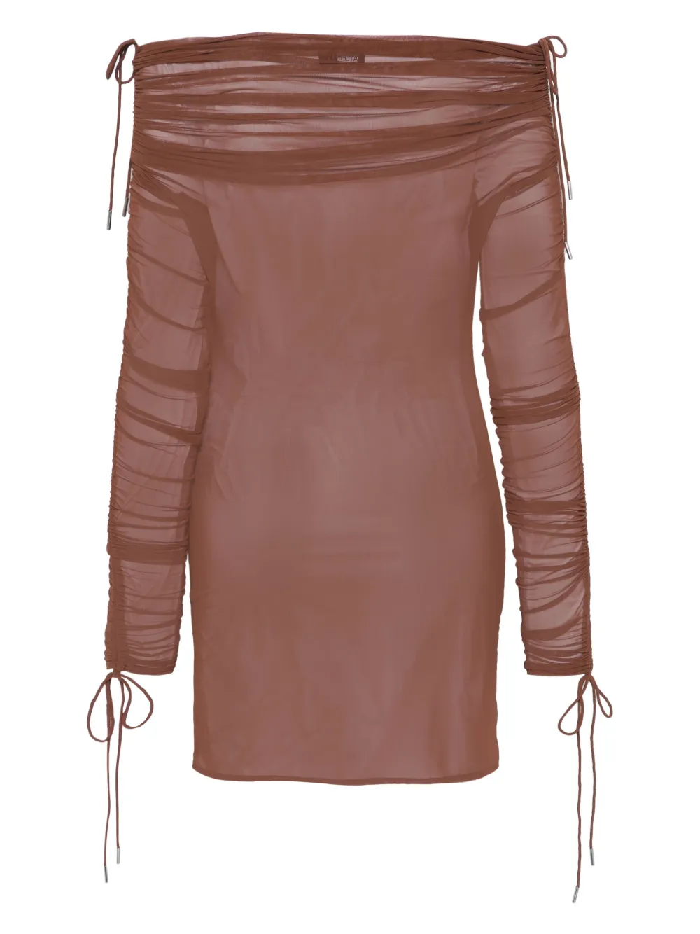 Atlein Off-shoulder mini-jurk - Bruin