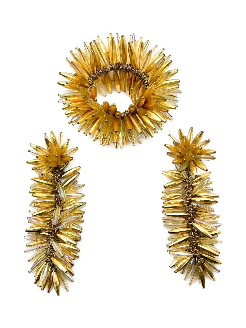 1960s beaded bracelet and earrings set