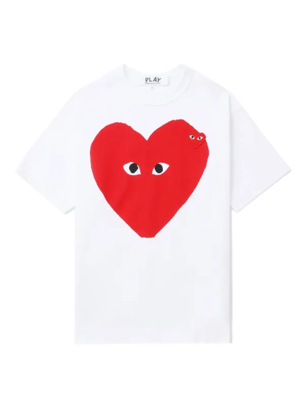 PLAY ハート型目デザイン Tシャツ ホワイトS Comme Des Garçons Play ハートプリント Tシャツ | ホワイト | FARFETCH JP
