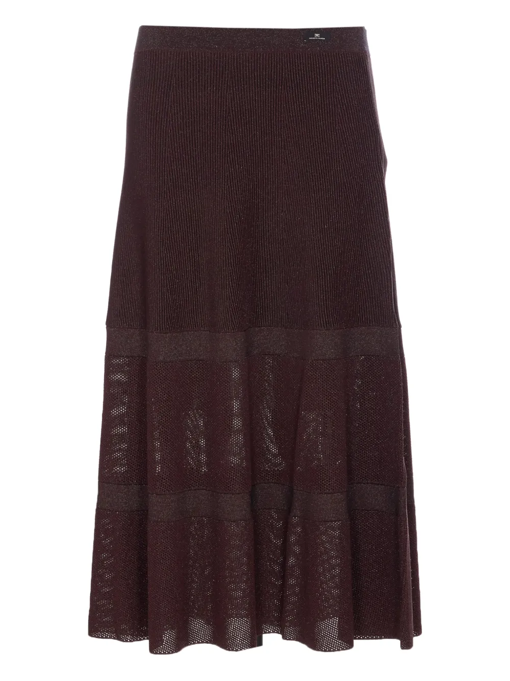 Elisabetta Franchi Gebreide gelaagde midi-rok Bruin