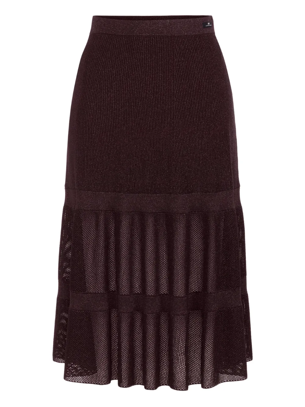 Elisabetta Franchi Gebreide gelaagde midi-rok Bruin