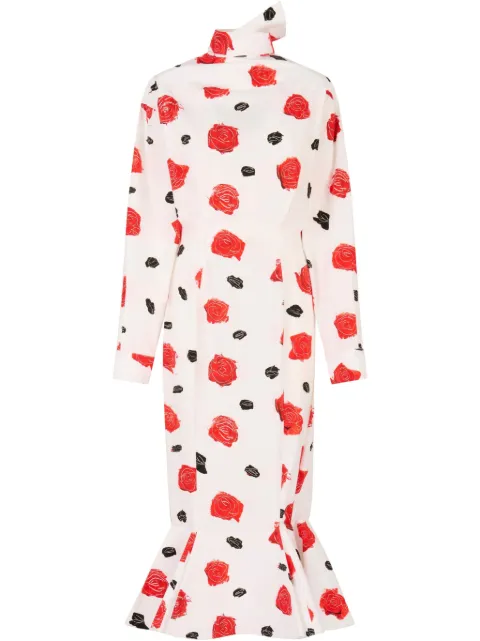 Marni rose-print midi dress