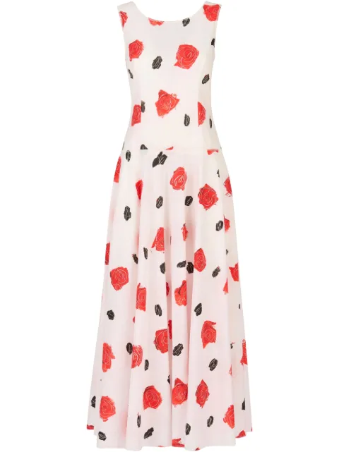 Marni vestido midi con rosas estampadas