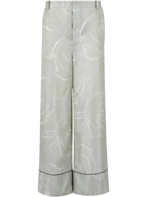 Pantalon palazzo à fleurs - Marni - Modalova