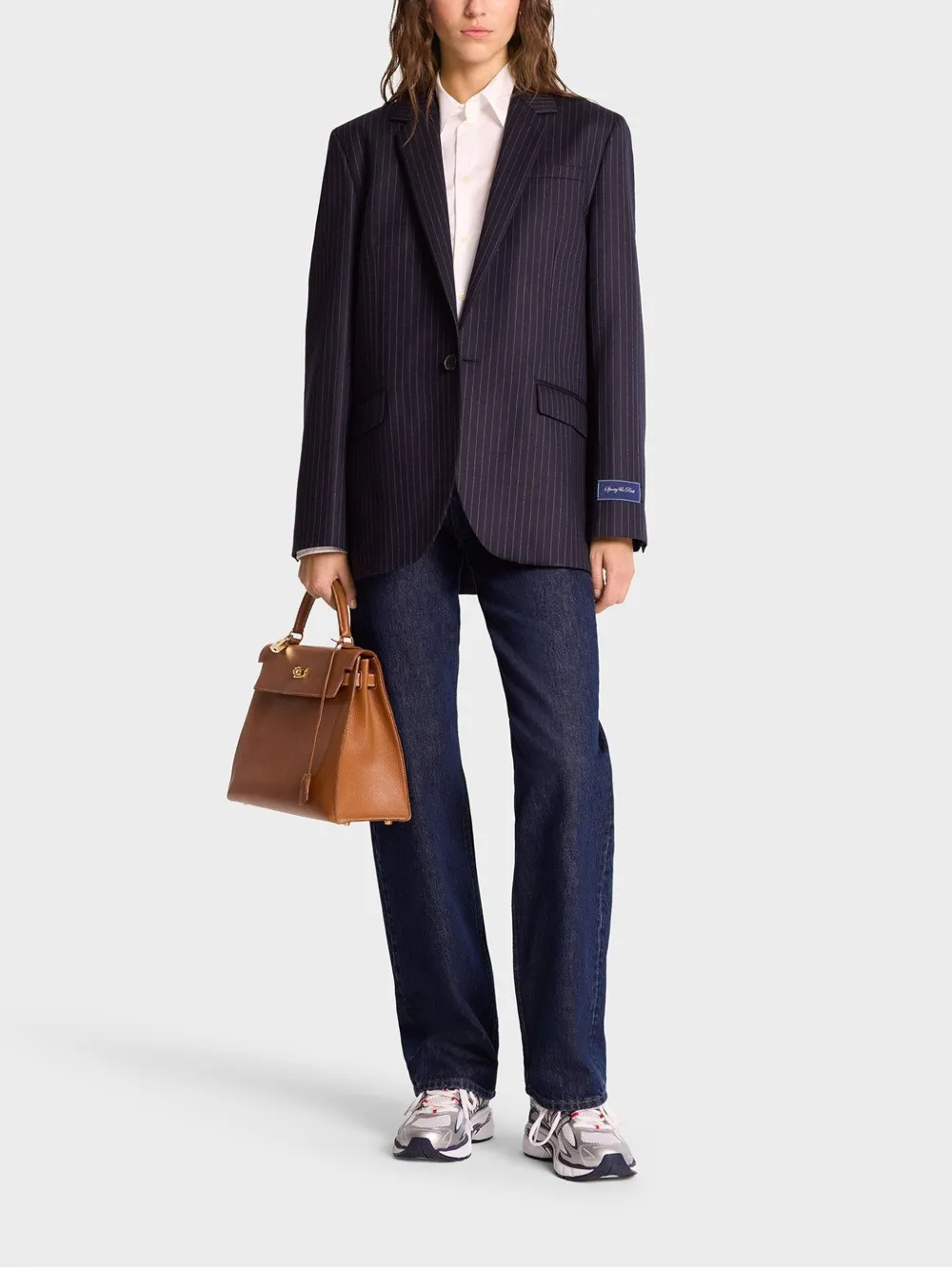 SPORTY AND RICH PINSTRIPE TAILORED BLAZER