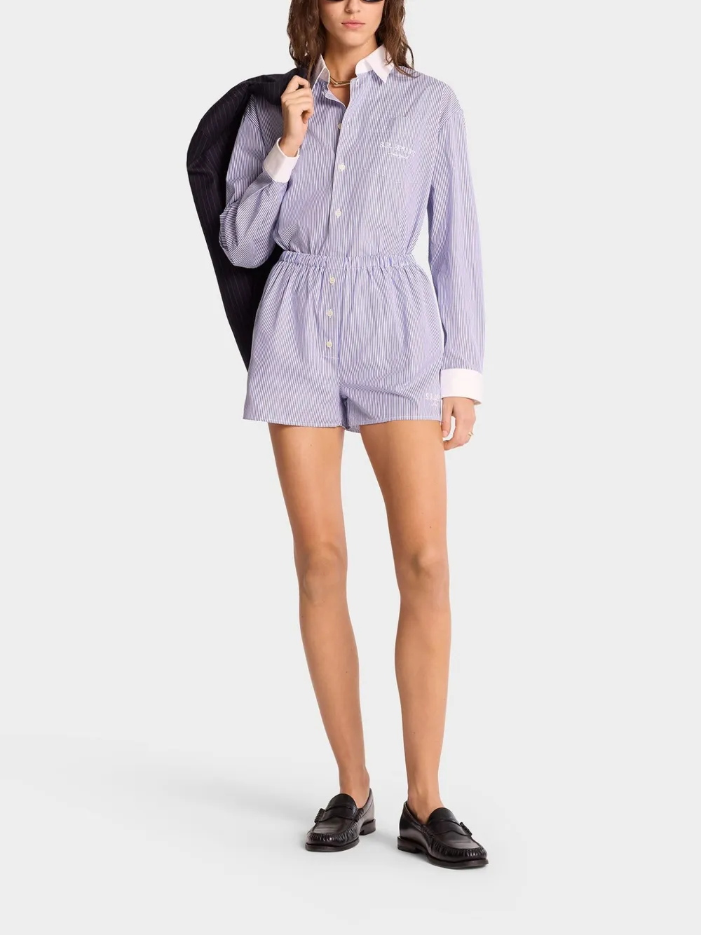 Sporty & Rich Gestreepte shorts Wit