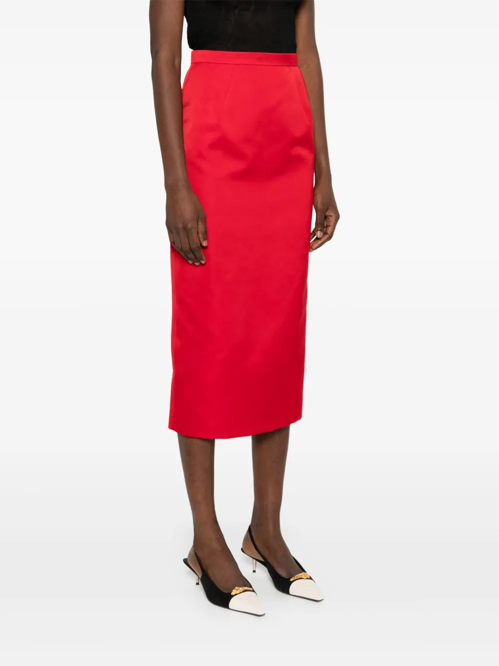 N°21 Satin Midi Skirt In Red