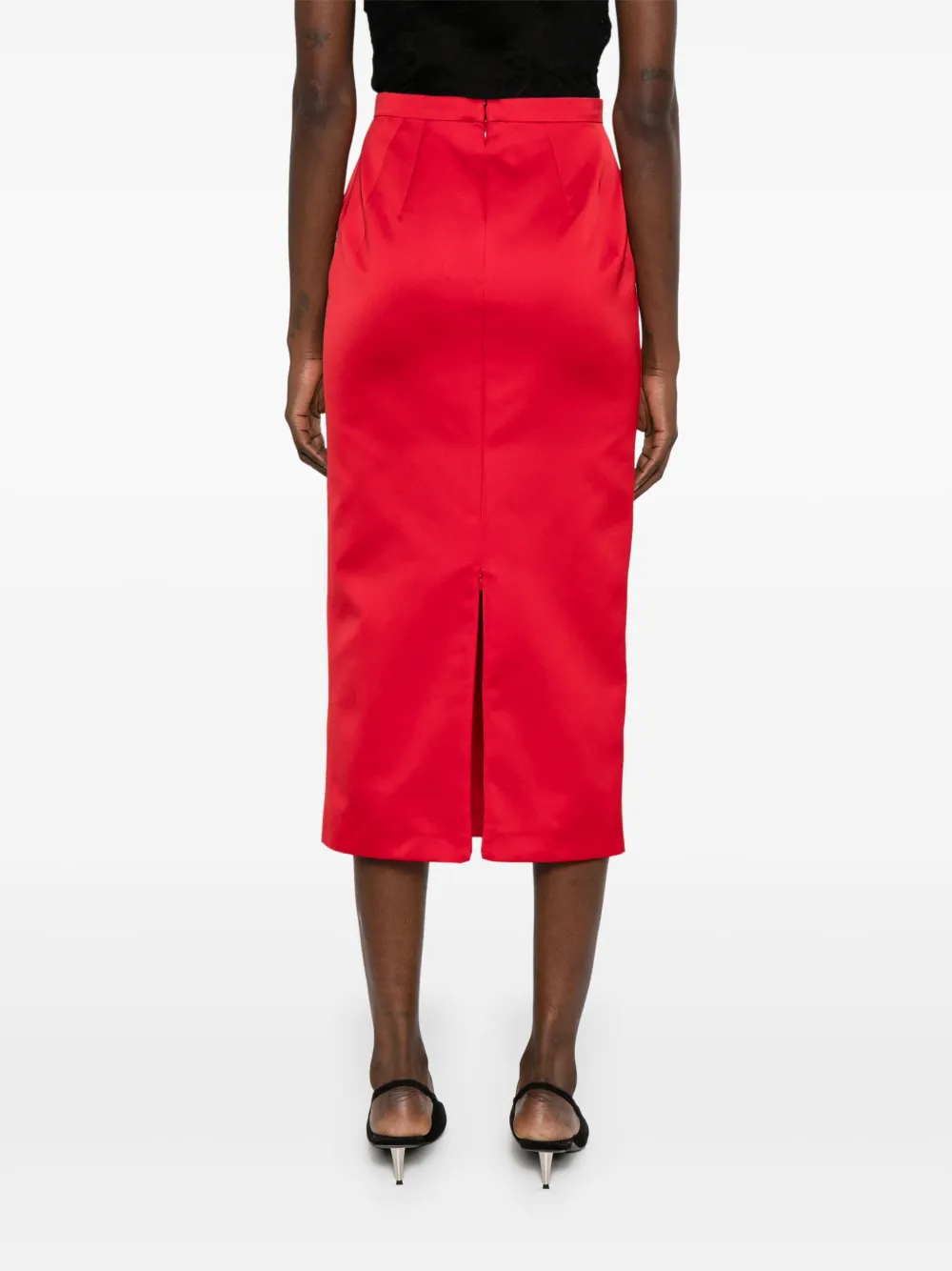 N°21 Satin Midi Skirt In Red