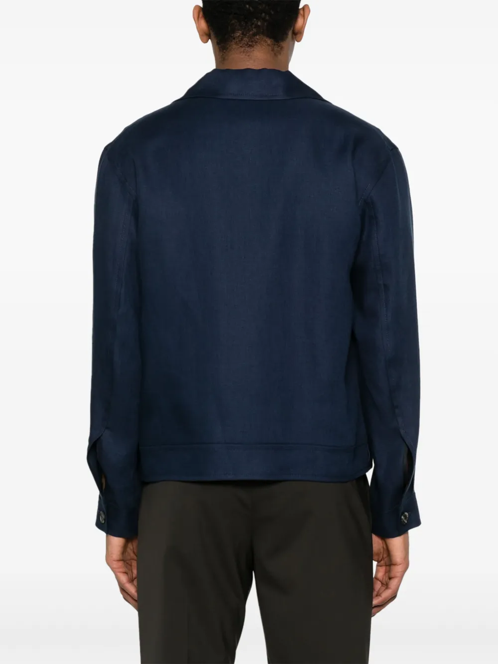 Shop Tagliatore Linen Shirt Jacket In Blue