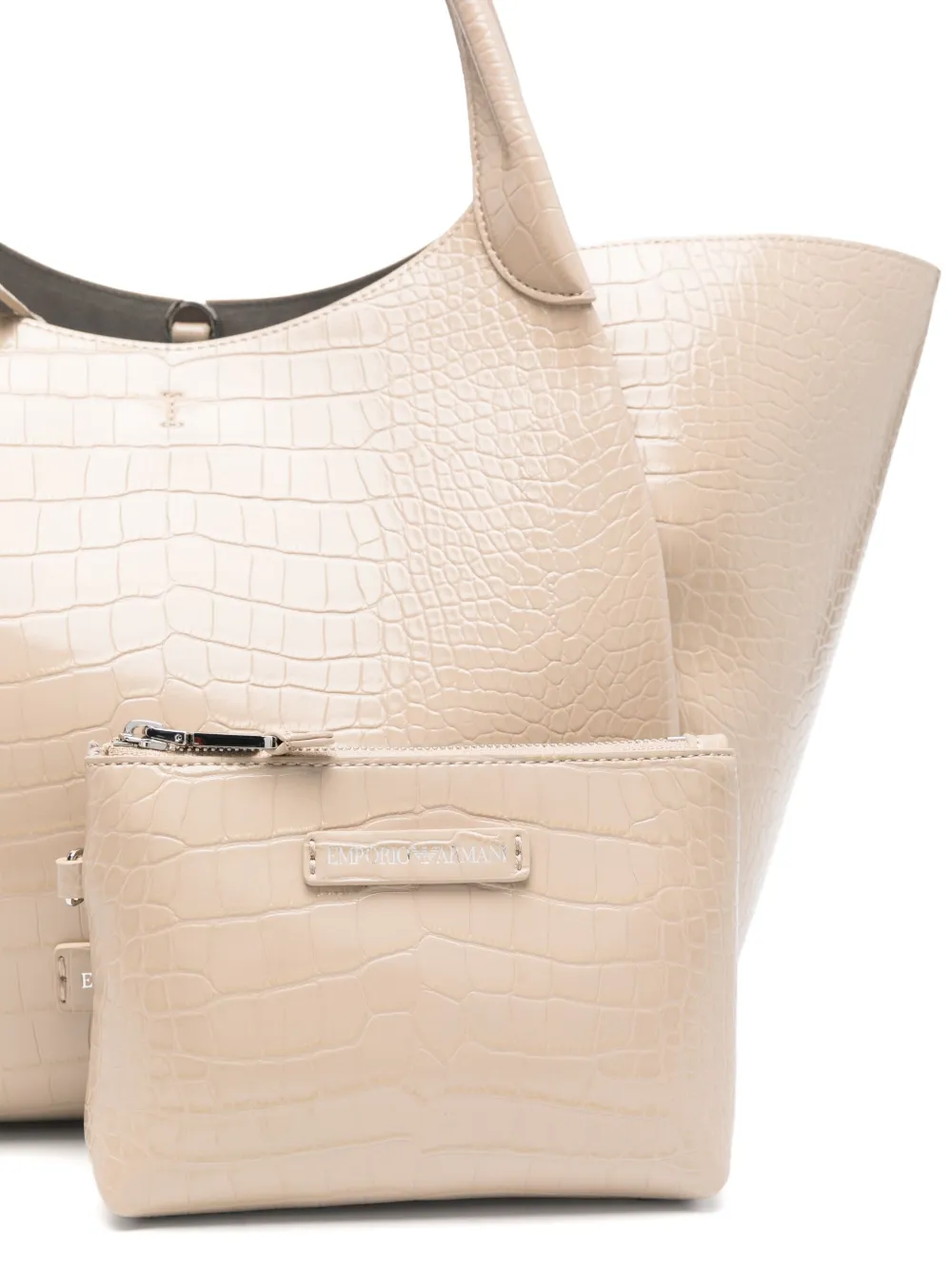 Emporio Armani Shopper met logobedel Beige