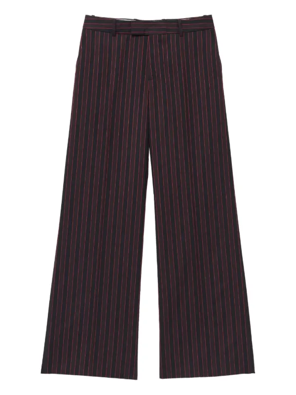パンツ Mcqueen Tailored Black Pinstripe Pants With Ironed Pleats Alexander Mcqueen Pinstripe Pleat-detail Tailored Trousers